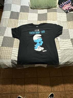 The Smurfs Let Me Overthink This Lazy Smurf Black Graphic T-Shirt 3XL